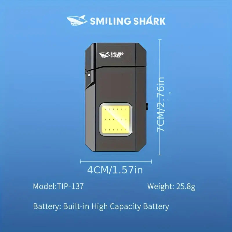 Mini lanternă COB Smiling Shark 2-în-1 (lanternă + brichetă electrică)