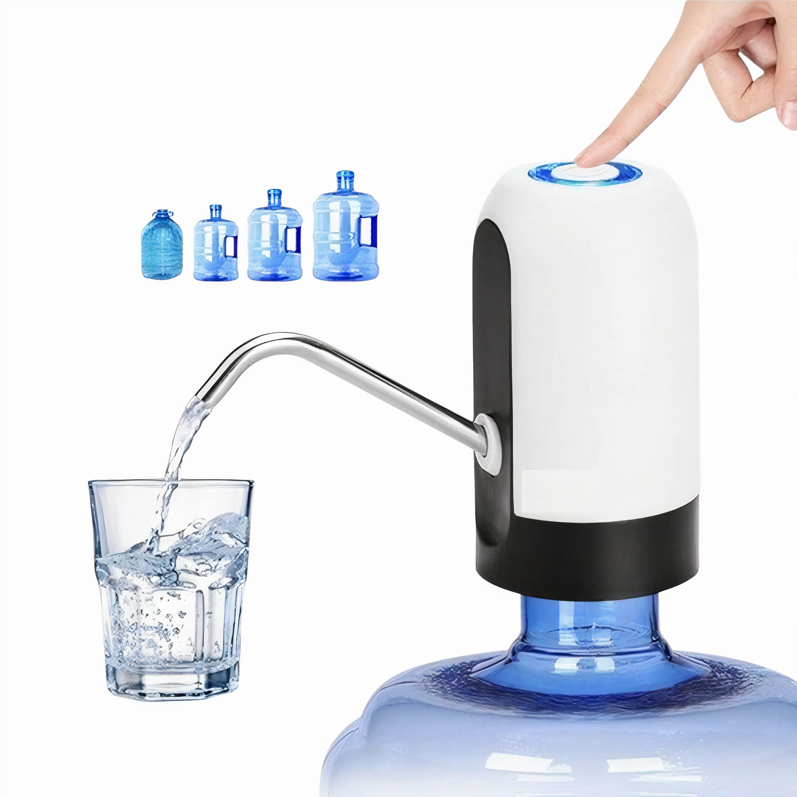 Pompa Electrica 14cm pentru Bidon de Apa, Incarcare USB, Indicator Led Baterie