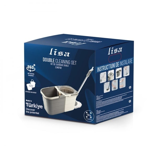 Mop rotativ 360grade, cu doua recipiente pentru apa
