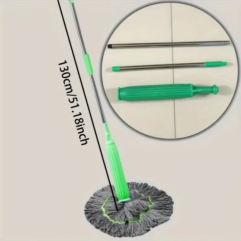 Mop rotativ super absorbant cu mâner verde – Set complet 7 piese