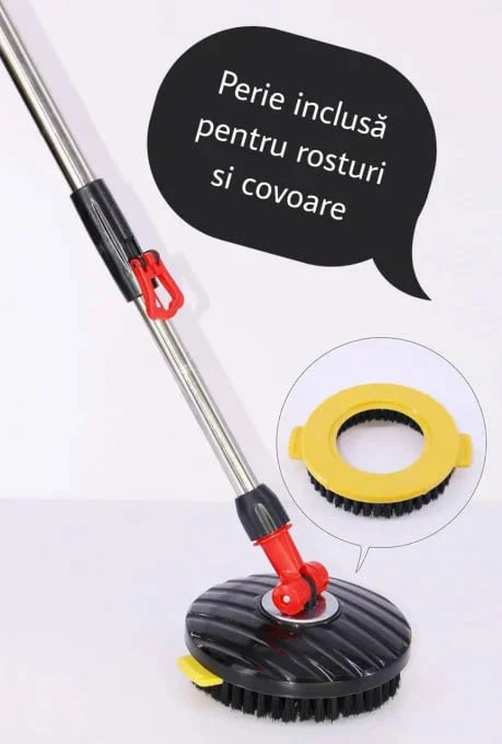 Set Mop Rotativ, Cuvă din Inox, 4 Rezerve Diferite + Perie Rosturi, Covoare Incluse